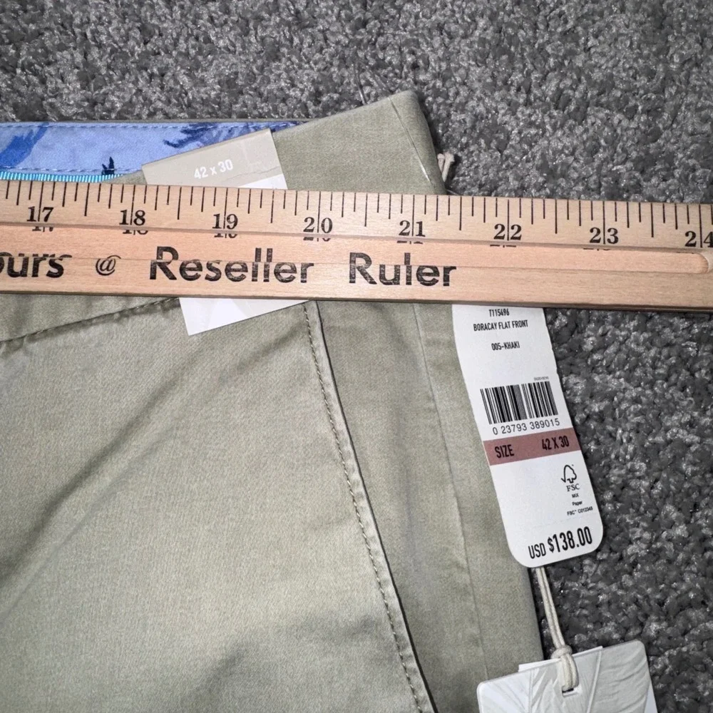 Tommy Bahama Boracay Flat Front Pants Mens Stretch Khaki 42x30 NEW